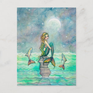 Carte Postale Mermaid Art Fantastique de la Mer Paisible