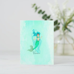 Carte Postale Mermaid Blue Green Tail personnel