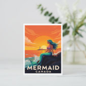 Carte Postale Mermaid Canada Fantasy Sunset Vintage Style (Debout devant)