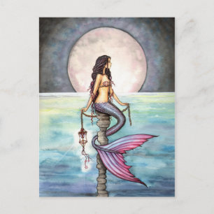 Carte Postale Mérmaid de la mer enchantée Fantastique Art