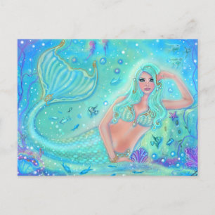 Carte Postale Mermaid Eira aux poissons tropicaux par Renee Lavo
