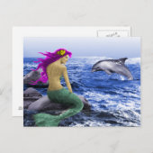 Carte Postale Mermaid et Dolphin (Devant / Derrière)