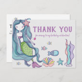 Carte Postale Mermaid Merci fête d'anniversaire (Devant / Derrière)
