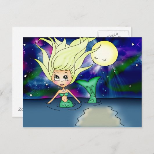 Carte Postale Mermaid Moon - PostCard (Devant / Derrière)