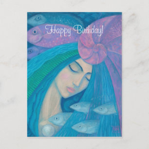 Carte Postale Mermaid Princess, Happy Birthday texte personnalis
