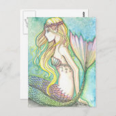 Carte postale Mermaid Rainbow Tail par Molly Harri (Devant / Derrière)
