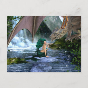 Carte Postale Mermaid rencontre la cascade de l'Imaginaire du Dr