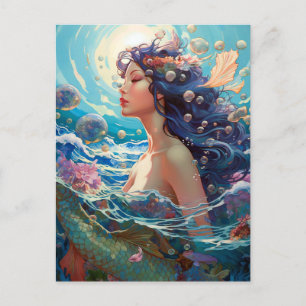 Carte Postale Mermaid Sea Goddess Imaginaire Art