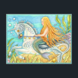 CARTE POSTALE MERMAID & SEA STALLION, UNICORN D'IMAGINAIRE WHIMS<br><div class="desc">LA JEUNE MERMAID À PIED DANS SA FAVORITE SEAHORSE. CARTE POSTALE IMAGINAIRE * Personnaliser ... .Rechercher Les Éléments Correspondants Susan Brack Designs</div>