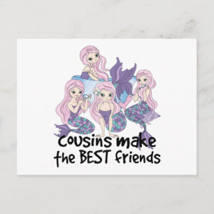 Carte Postale mermaids cousins make the best friends