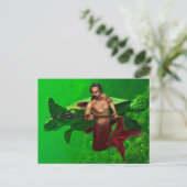 Carte postale Merman avec tortue de mer (Debout devant)