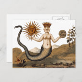 Carte Postale Merman Avec Trois Visages Symbole Médiéval (Devant / Derrière)