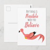 Carte Postale Mermingo : Mermaid-Flamant rose & Citation Inspira (Devant / Derrière)