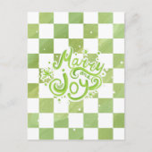Carte Postale Merry and Joy Green Checkered Holiday Postcard (Devant)