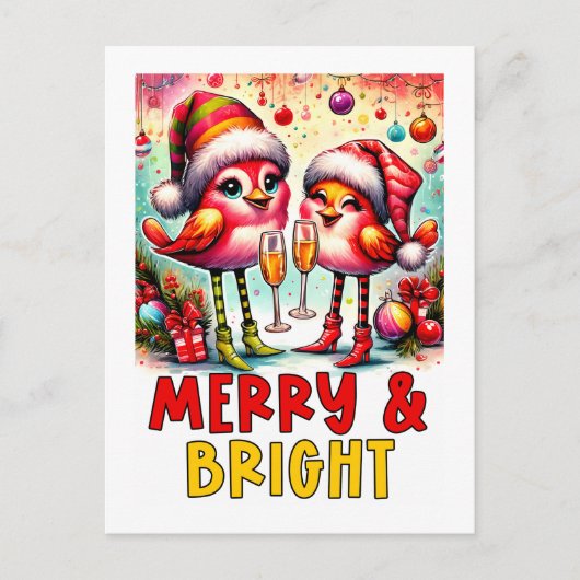 Carte Postale Merry & Bright Birds  (Devant)