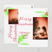 Carte Postale Merry Bright Christmas ajouter nom de famille bien (Devant / Derrière)