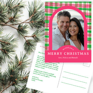 Carte Postale MERRY CHRISTMAS AquarELLE PLANTÉE PHOTO D'ARCHE PE