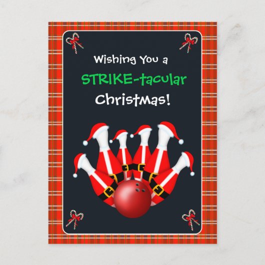 Carte Postale Merry Christmas Bowling (Devant)