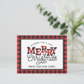 Carte Postale MERRY Christmas Buffalo Plaid Moving Faire-part (Debout devant)