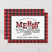 Carte Postale MERRY Christmas Buffalo Plaid Moving Faire-part (Devant / Derrière)