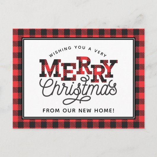 Carte Postale MERRY Christmas Buffalo Plaid Moving Faire-part (Devant)