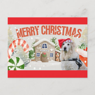 Carte Postale Merry Christmas Festive Holiday Dog