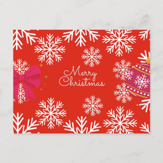 Carte Postale Merry Christmas Festive Snowflakes and Ornaments (Devant)