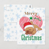 Carte Postale Merry Christmas | French bulldog   (Devant / Derrière)
