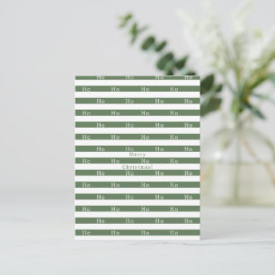 Carte Postale Merry Christmas Green And White Stripes Ho Ho