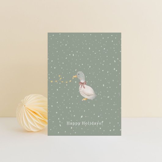 Carte Postale Merry Christmas Happy Holidays Duck Card