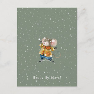Carte Postale Merry Christmas Happy Holidays Mouse Card