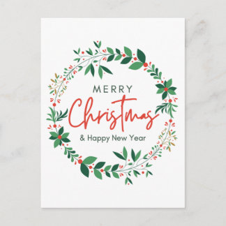 Carte Postale Merry Christmas & Happy New Year Floral Poster