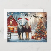 Carte Postale Merry Christmas Horses (Devant / Derrière)