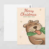 Carte postale Merry Christmas Otter (Devant / Derrière)