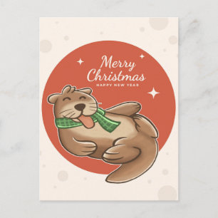 Carte postale Merry Christmas Otter