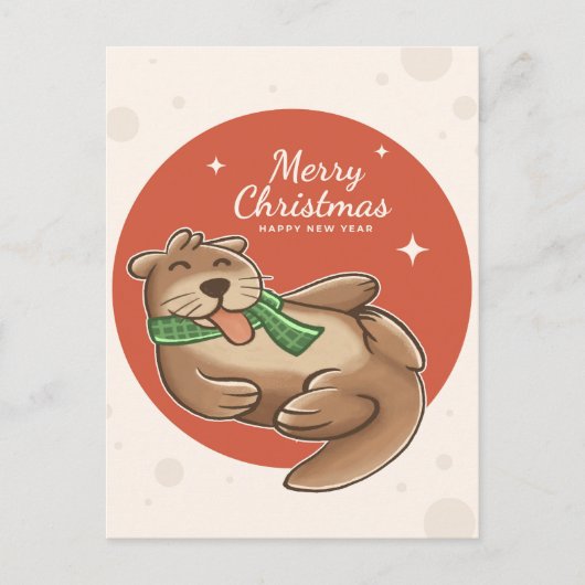 Carte postale Merry Christmas Otter (Devant)