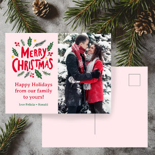 CARTE POSTALE MERRY CHRISTMAS PHOTO PERSONNALISÉE À LA MAIN