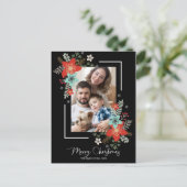 Carte Postale Merry Christmas Red Floral on Black Holidays (Debout devant)