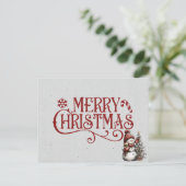 Carte Postale Merry Christmas Snowman Decorating the Tree (Debout devant)