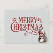 Carte Postale Merry Christmas Snowman Decorating the Tree (Devant)