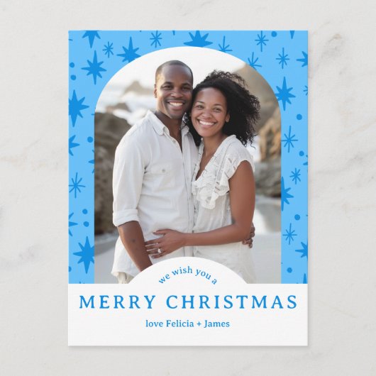 Carte Postale MERRY CHRISTMAS Stars Holiday CUSTOM Arch PHOTO (Devant)