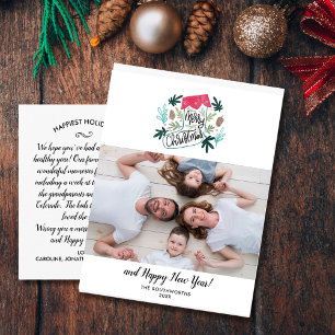 Carte Postale Merry Christmas Stocking Family Photo New Year