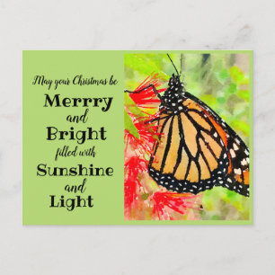 Carte Postale Merry Christmas Sunshine Monarch Butterfly