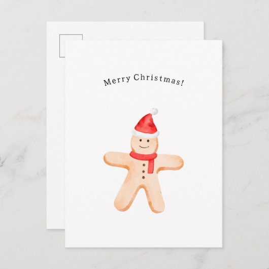 Carte Postale Merry Christmas Winter Gingerbread Man Card (Devant / Derrière)