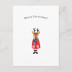 Carte Postale Merry Christmas Winter Holidays Deer Card