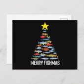 Carte Postale Merry Fishmas Funny Fish Christmas Fishing Xmas (Devant / Derrière)