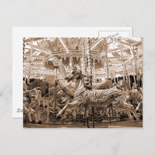Carte Postale Merry-go-round / Carousel - Sepia (Devant / Derrière)