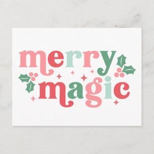 Carte Postale Merry Magic - Typographie de vacances colorée