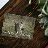 Carte postale Merry & Marry White Script Photo Mer