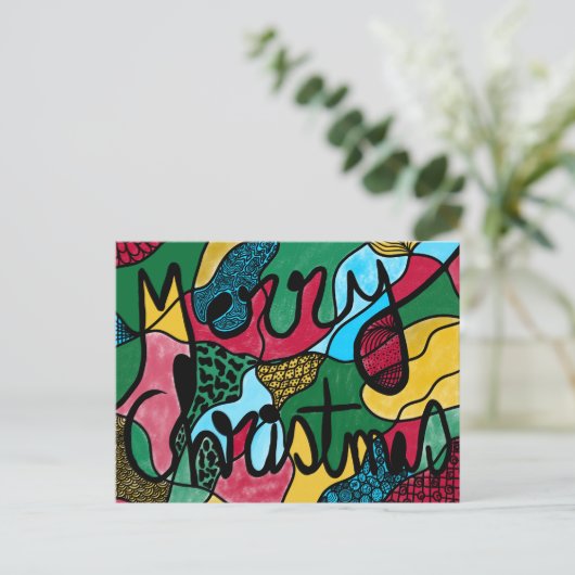 CARTE POSTALE MERRY NOËL NEUROGRAPHIQUE & NOIR LIGNE (Debout devant)